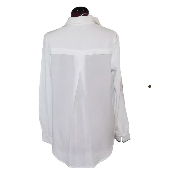 Beachlunchlounge Button Front Blouse Shirt Pocket Long White Versatile Comfy XL - Picture 3 of 4